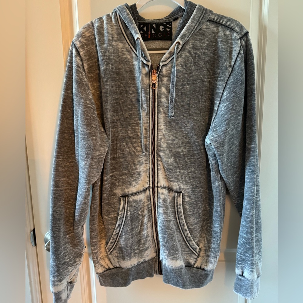 Kings of Cole hoodie.  Grey burnout with rose gold zipper size Small EUC